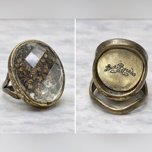 Rare Vintage Bohemian Americana Statement Ring Sz 6 Faceted Glass Dome Signed